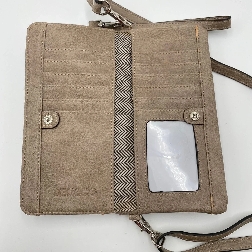 JEN&CO Woven Crossbody Wallet Clutch Organizer Card‎ Slots ID Window Strap